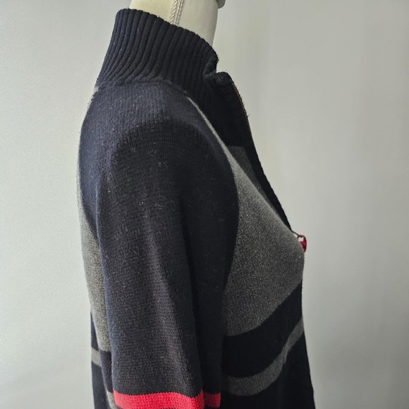 men's AEROPOSTALE 3/4 zip SWEATER black STRAIGHT HEM warm RED gray - Picture 8 of 13